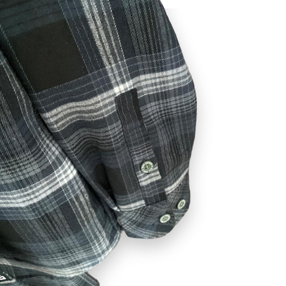 Zero Foxtrot Mens Large gray and white plaid button-up flannel shirt camo-print - Picture 5 of 6
